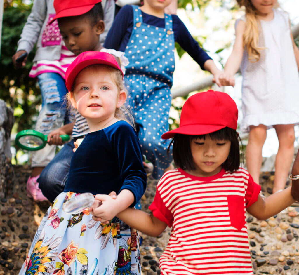 Diverse group of children on a field trip
